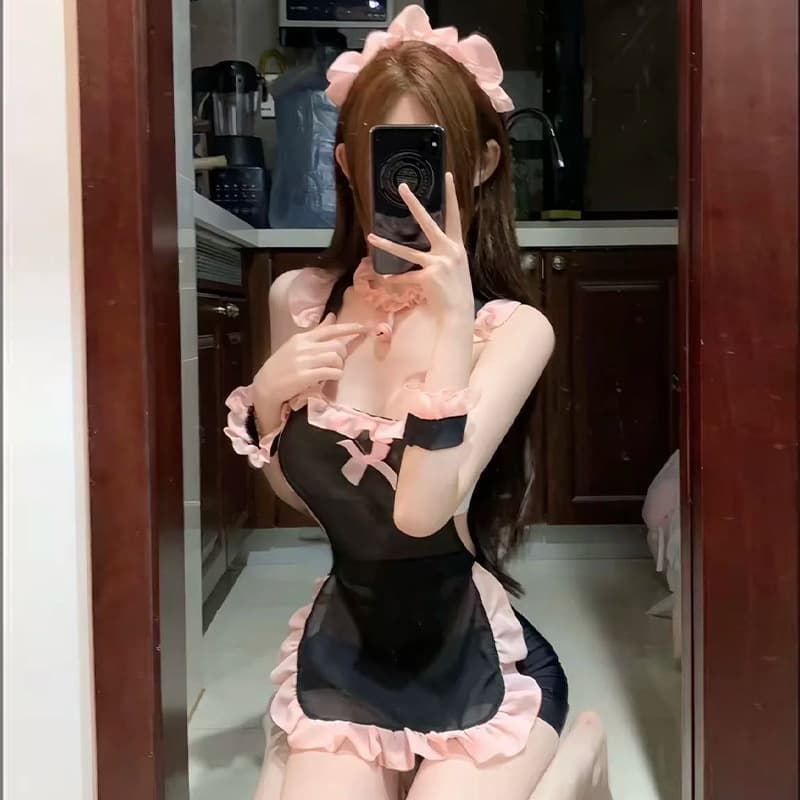Sexy Lingerie Transparent Maid Bodysuit Women's Erotic Sleepwear QQNY Uniform Pure Desire Set 2895