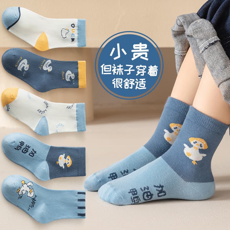 2025 Boys Cartoon Mid-Calf Socks Autumn Winter Kids Socks Spring Autumn Medium Large Cotton Socks Student Socks Breathable