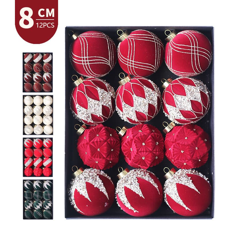 Amazon Custom Christmas Decorations, Premium Flocked Colored Christmas Ball Set, Christmas Tree Hanging Ornaments