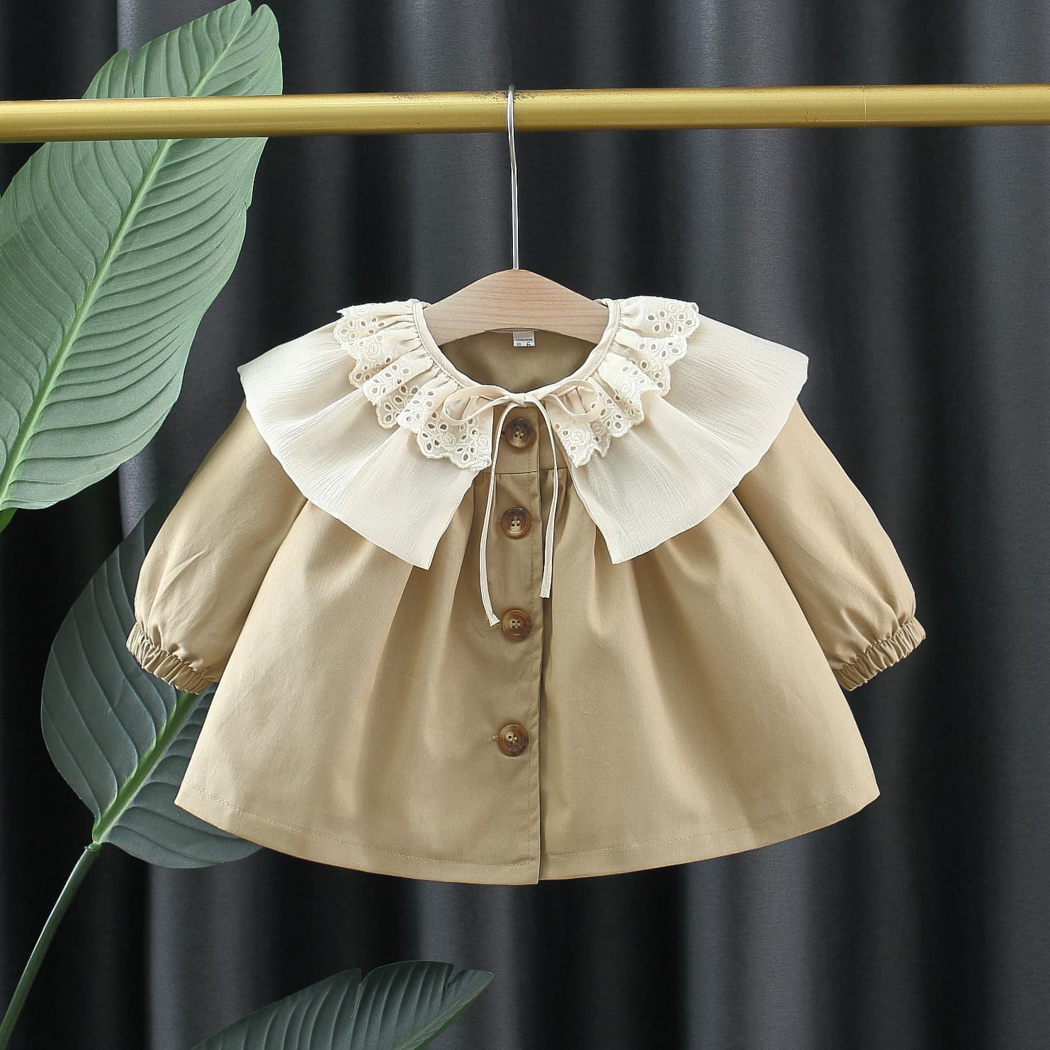 3172 Korean style children's clothing girls autumn small cardigan coat spring and autumn children's clothing baby girl lace collar windbreaker