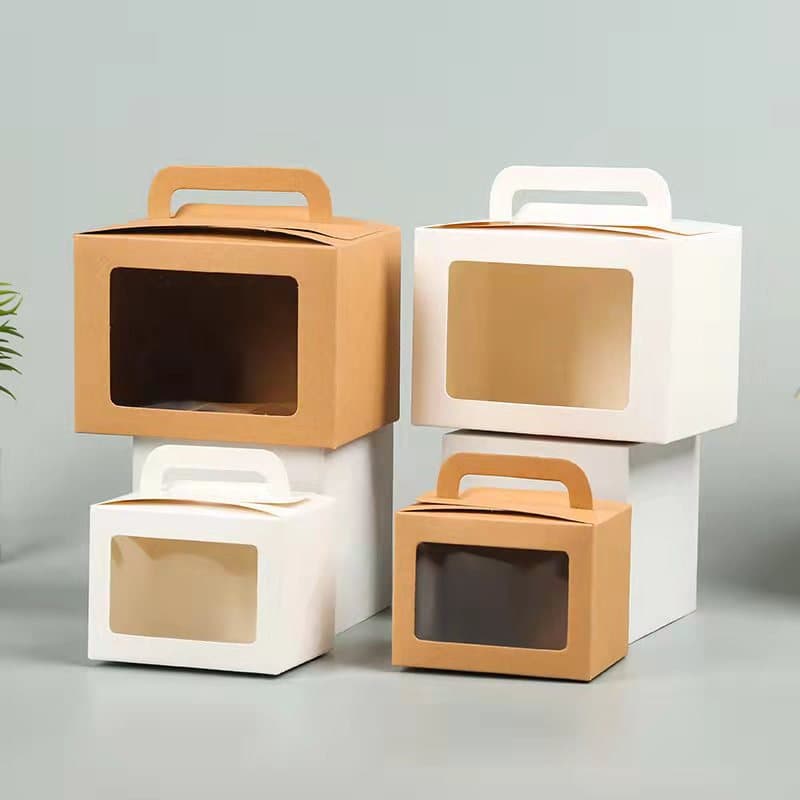 Korean version transparent window kraft paper gift box simple cake candy box children gift box ready stock wholesale