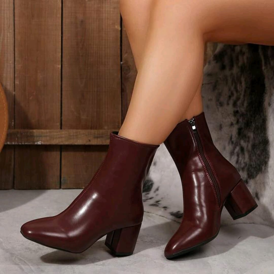Women's High Heel Boots, Large Size Mid-Calf Boots 41-42, Fall Winter 2025, Square Toe Boots with Side Zipper
