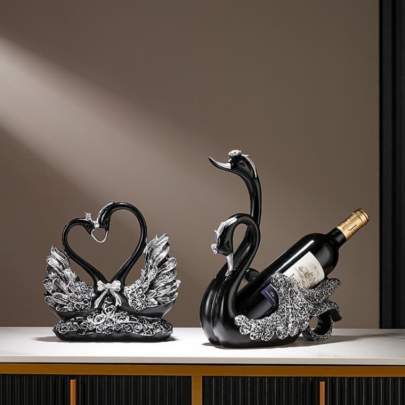Creative Light Luxury High-End Red Wine Black Swan Handmade Ornament High-End Dining Table Wine Cabinet Red Wine Bottle Holder Decoration