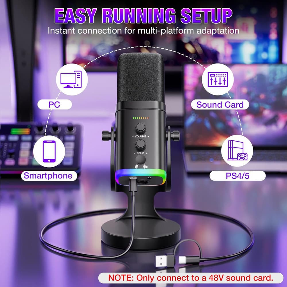 USB microphone microphone automatic noise reduction computer microphone singing special live broadcast equipment cross-border wireless microphone