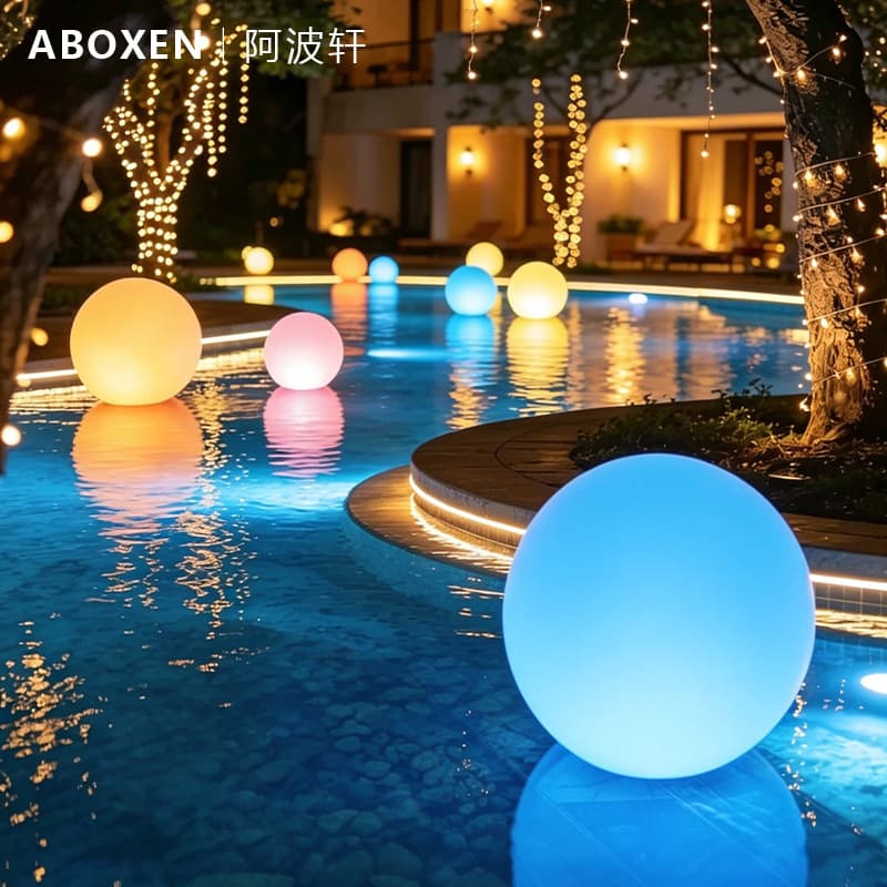 Outdoor waterproof colorful floating ball lamp, scenic pond, swimming pool, landscaping and lighting project, water surface luminous landscape ball lamp