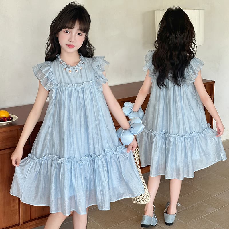 Girls' Dress 2026 New Summer Children's Trendy Cotton Princess Dress Summer Outfit for Girls