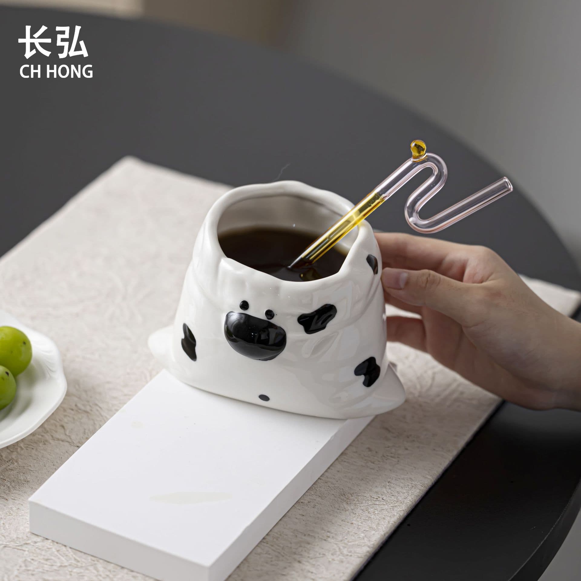 Changhong Canvas Bag Puppy Ceramic Home Drinking Mug, Under-glaze Cartoon Desktop Milk Coffee Cup, Birthday Gift