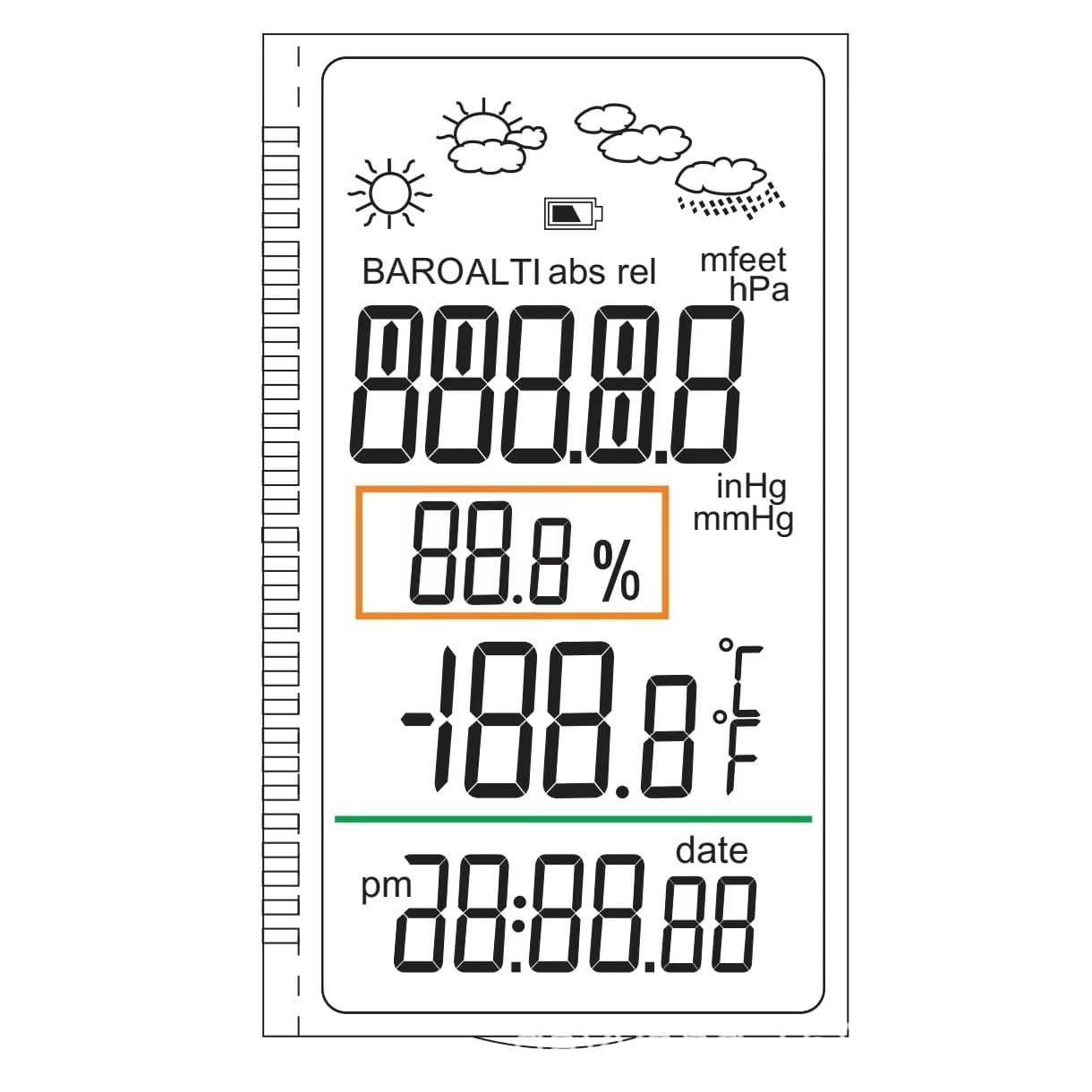 Carabiner Electronic Altimeter, Altitude Barometer, Outdoor Barometer for Fishing, Black Ball Thermometer with High Accuracy for Sports