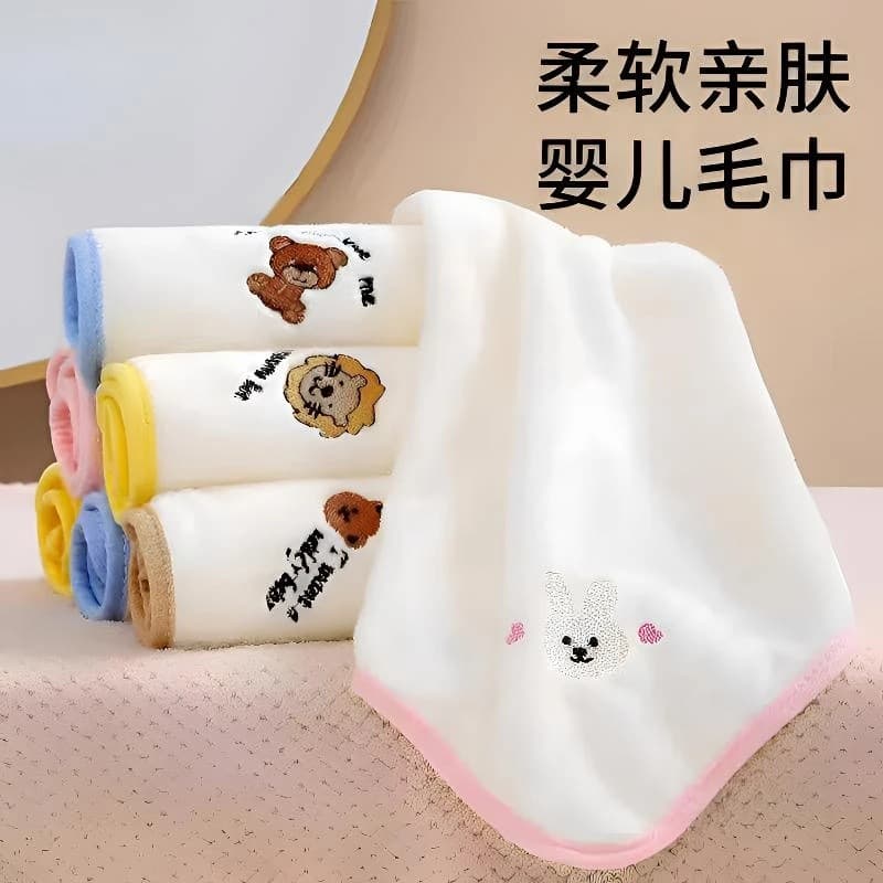 Baby special ultra-soft coral velvet towel newborn face wash small square towel children baby bath saliva towel absorbent water