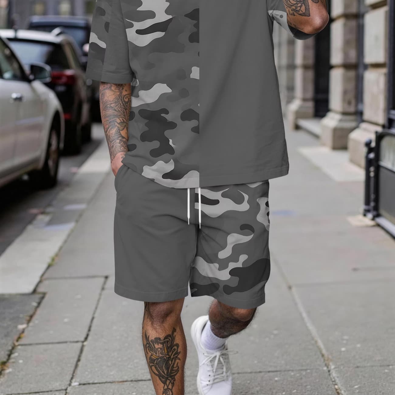 Camouflage Short Sleeve T-Shirt for Men Summer Loose Military Green Crew Neck Tee Youth Casual Versatile Top