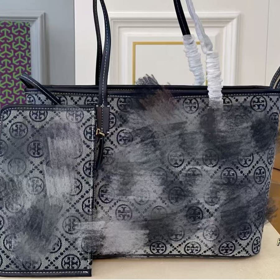 TBMonogram Jacquard Tote Bag Mother-Child Set Shopping Bag Commuter Women's Bag Large Capacity Single Shoulder Bag Essential Handbag