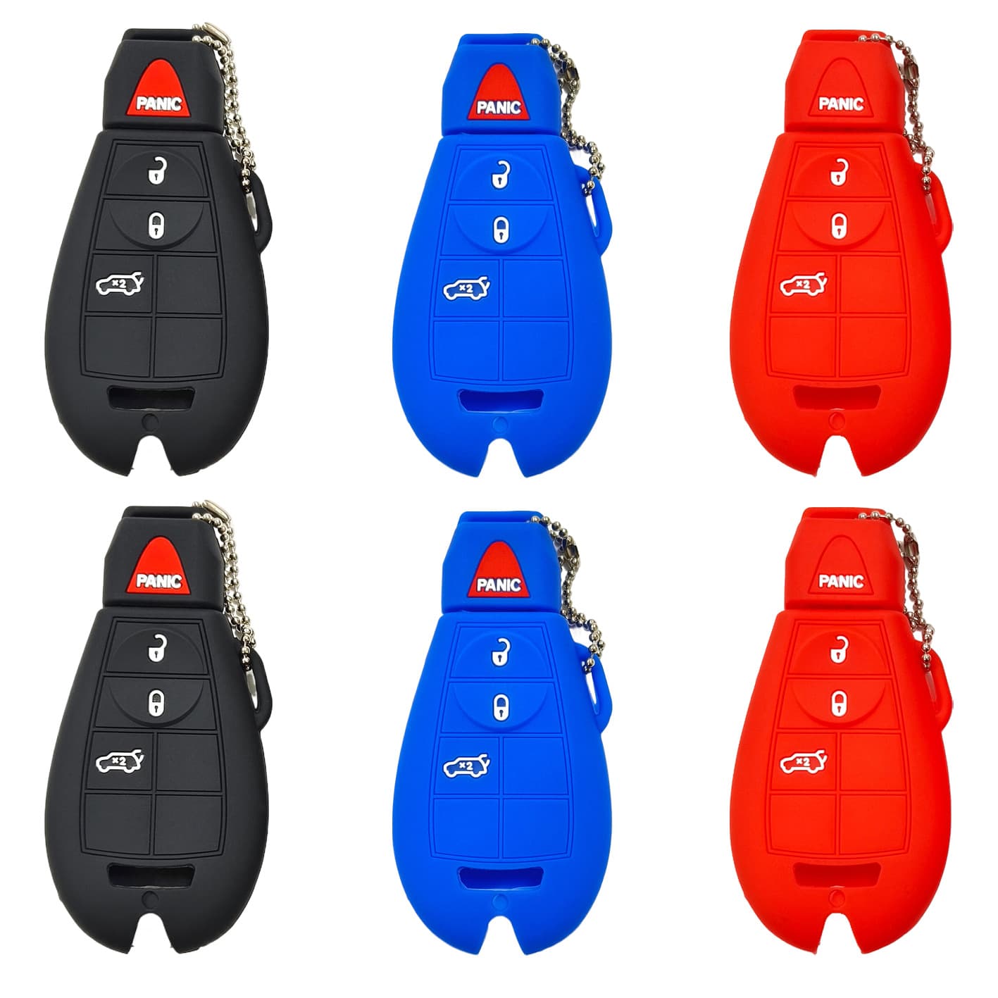 Silicone Key Cover for Jeep Grand Cherokee Remote 3-Button Key Fob, Dodge Journey Key Case No Logo