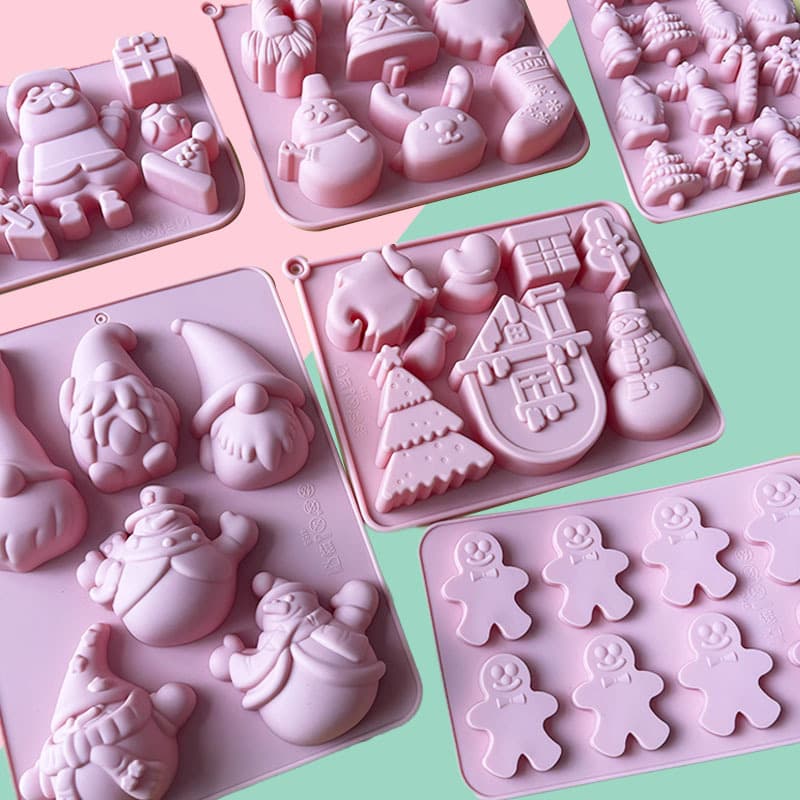 Cross-border Hot Selling Santa Claus Christmas Tree Silicone Mold for Chocolate Mousse Baking Drip Cake Candle Plaster Soap Mold