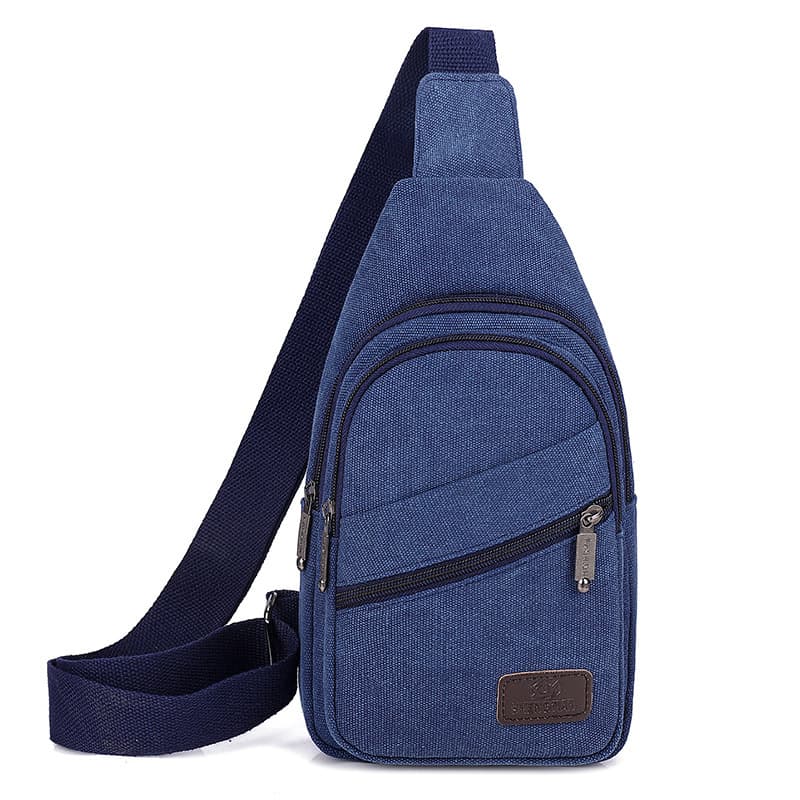 Multi-layer Multi-pocket Large Capacity Men's Canvas Chest Bag, Durable Crossbody Sling Bag, Lightweight