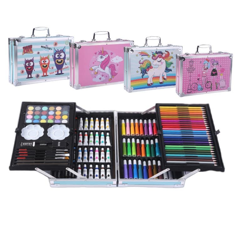 145 Aluminum Box Double Layer Paintbrush Set Children's Art Painting Gift Watercolor Pen Set
