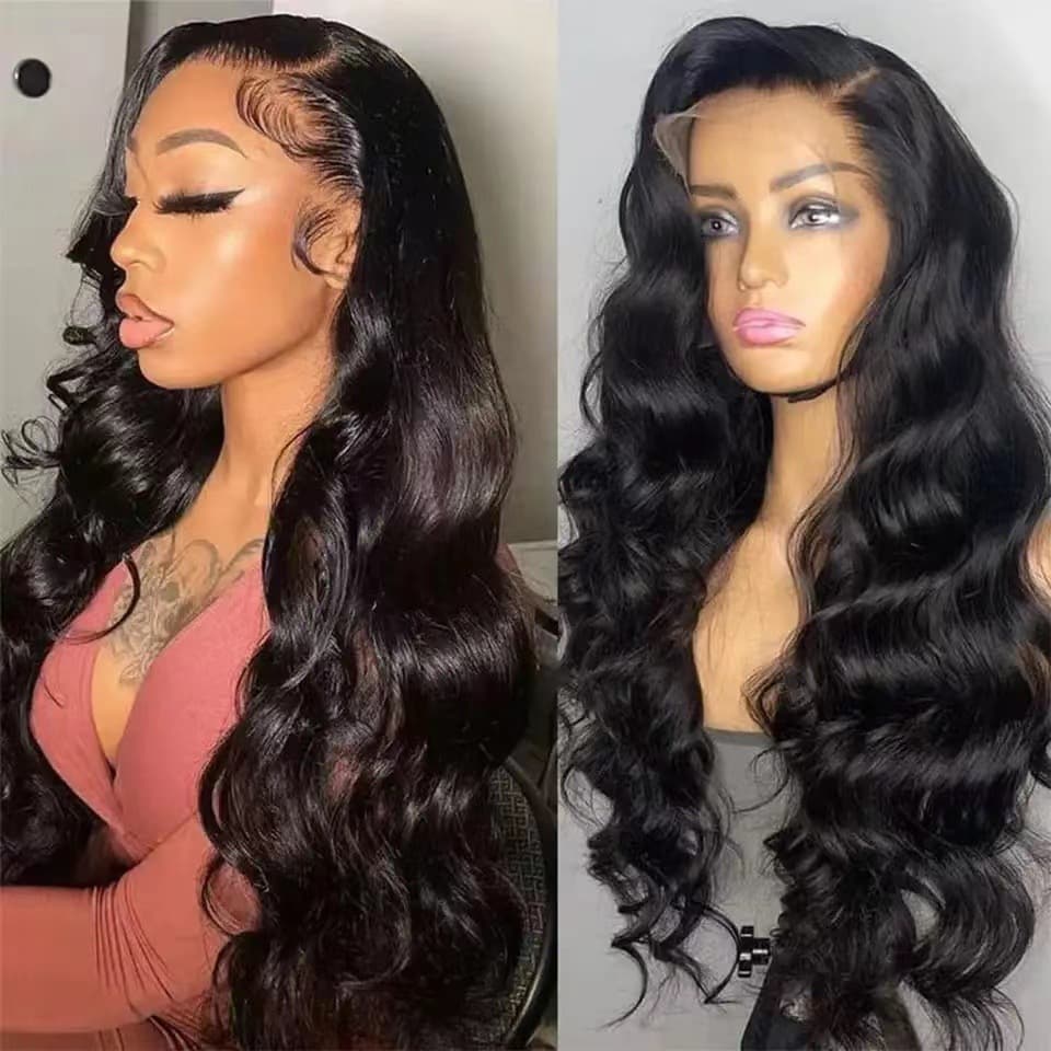New European and American Style Women's Wig, Large Wave Long Curly Black Front Lace Wig