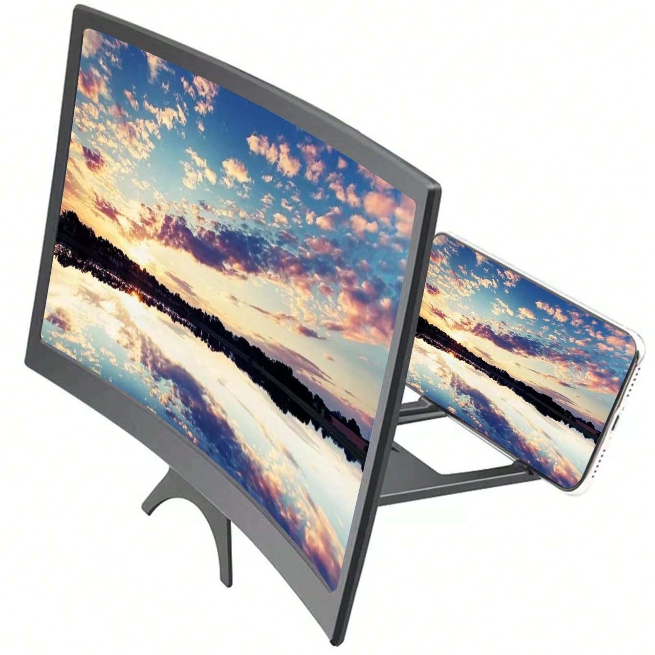12-inch Curved Phone Screen Magnifier, 3D HD Online Class Mobile Amplifying Display
