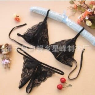 Factory Direct Sexy Lingerie Fashion Lace Open Crotch Two-Piece Set Thong Tempting Sexy Lingerie Set
