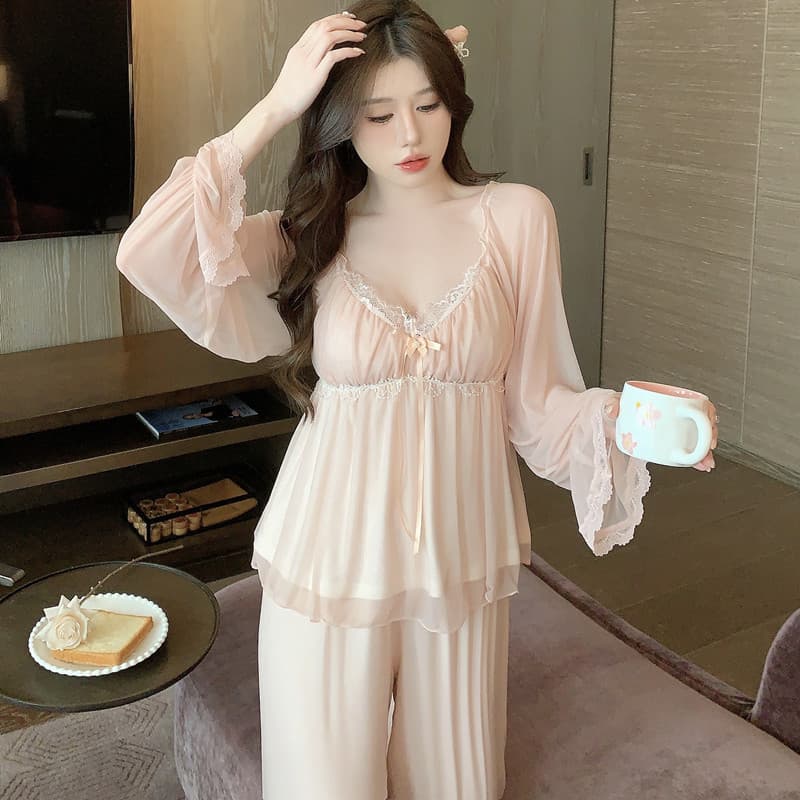 Pure Desire Homewear New Trendy Viral Sleepwear Set, Lace Princess Modal Pajamas Wearable Outside Homewear