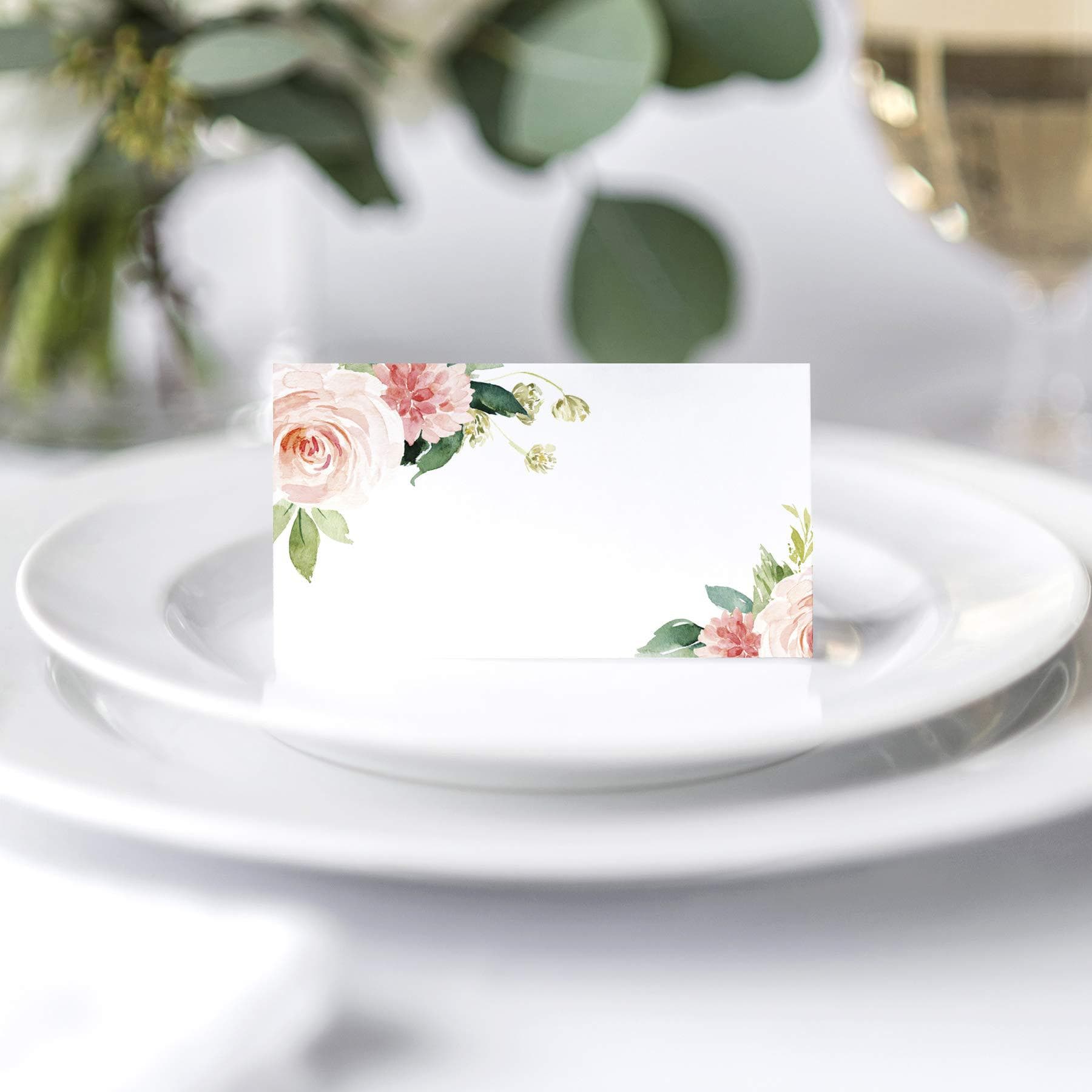 Cross-border wholesale watercolor floral wedding dinner event seat folding card activity decoration card writable