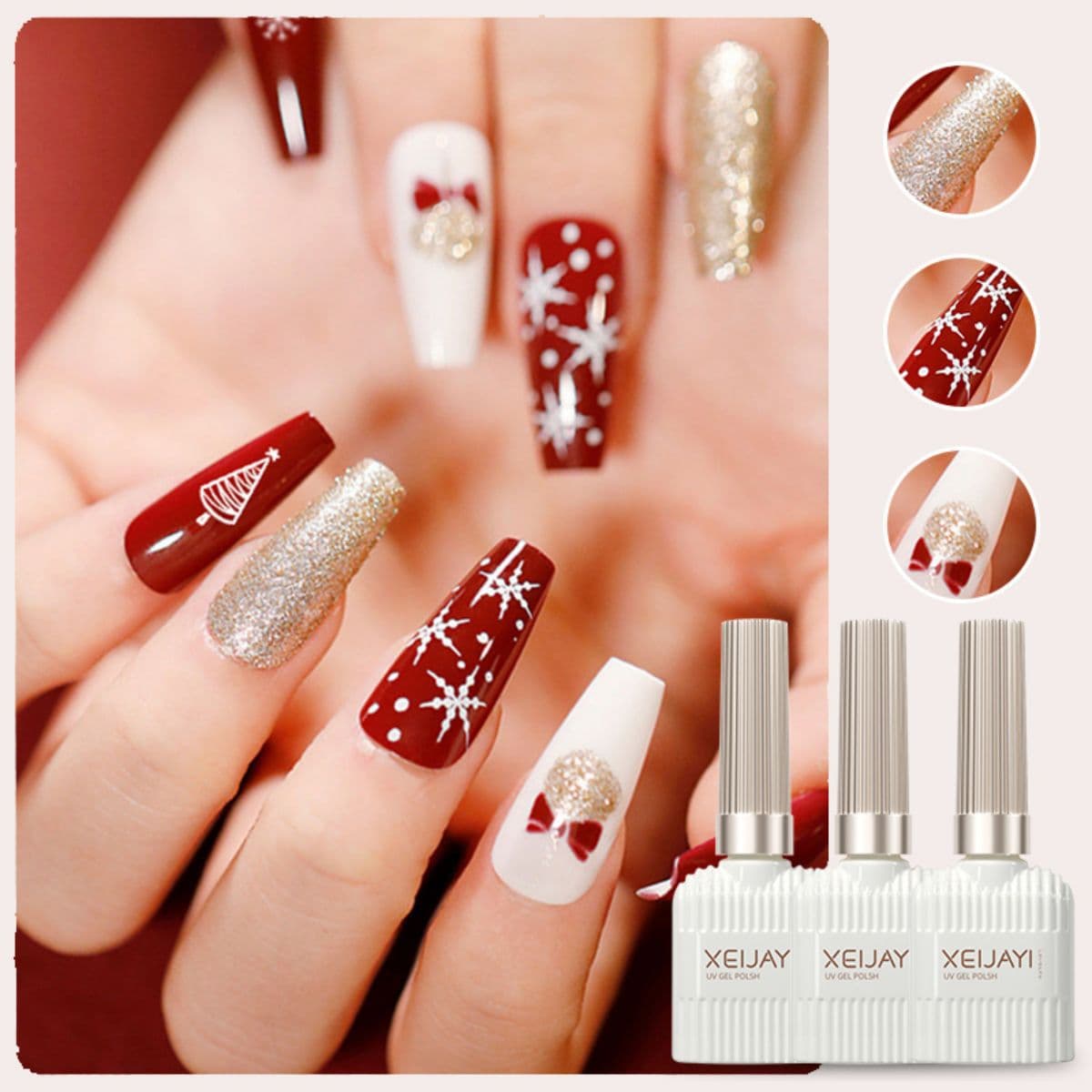 3-Color Gel Nail Polish 2023 New Set, Salon Professional UV Gel, Viral Christmas Trendy Colors