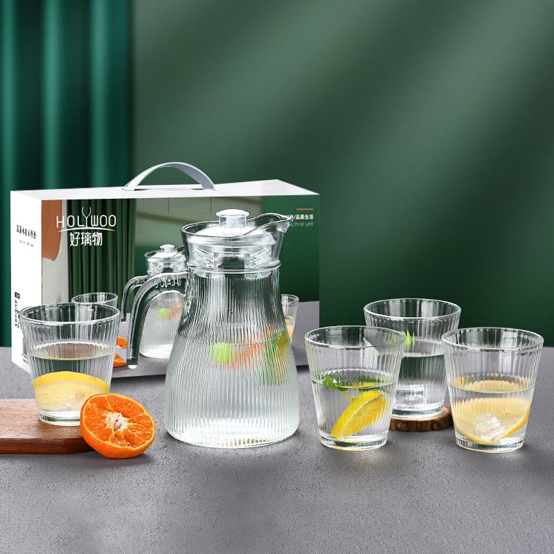 Summer Cold Water Pitcher Glass Cup Set Household Thickened Glass Large Capacity Minimalist Water Cup Tea Set Wholesale Cold Water Pitcher