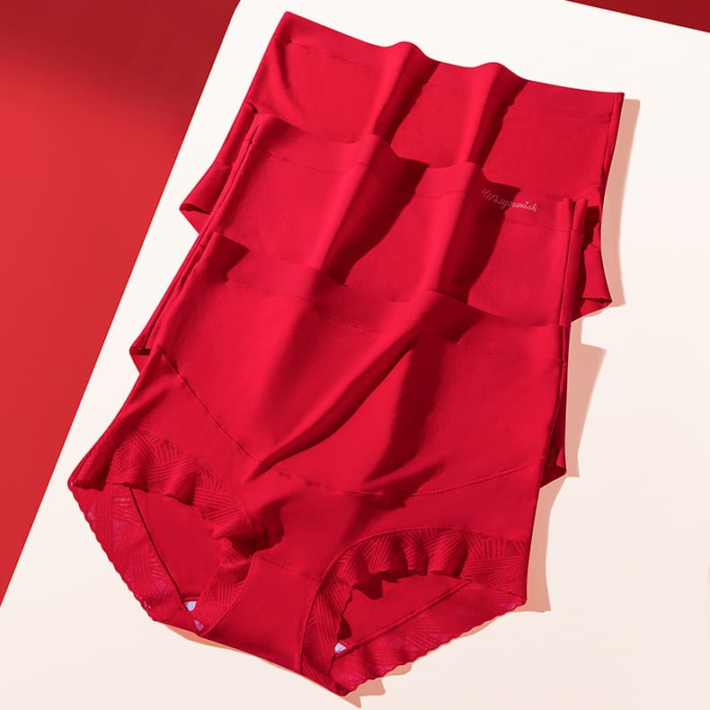 Maternity Underwear Modal Red High Waist Cotton Antibacterial Belly Support for Pregnancy Early, Mid, and Late Stages