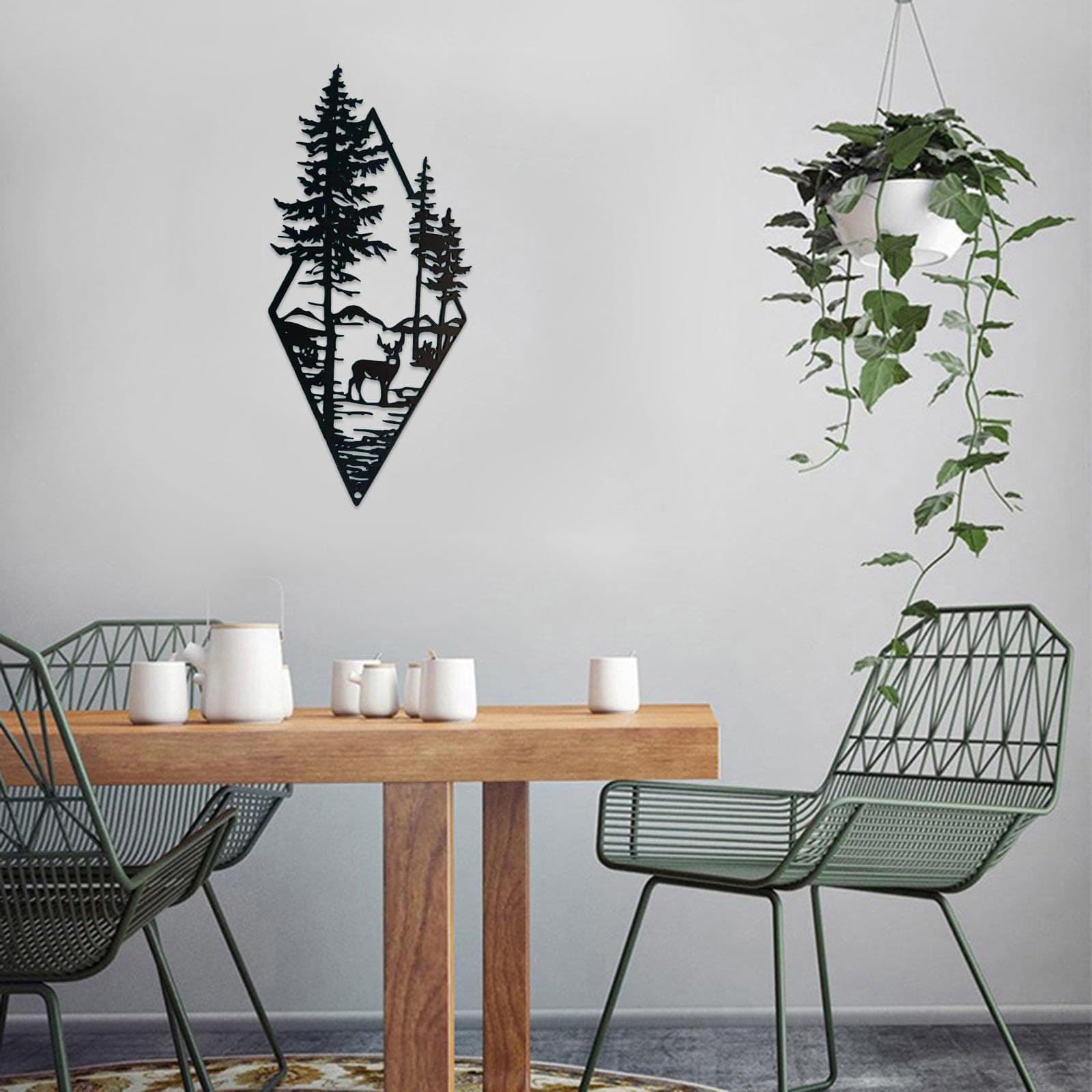 Animal Metal Wall Art Black Decorative Wall Sign for Home Living Room