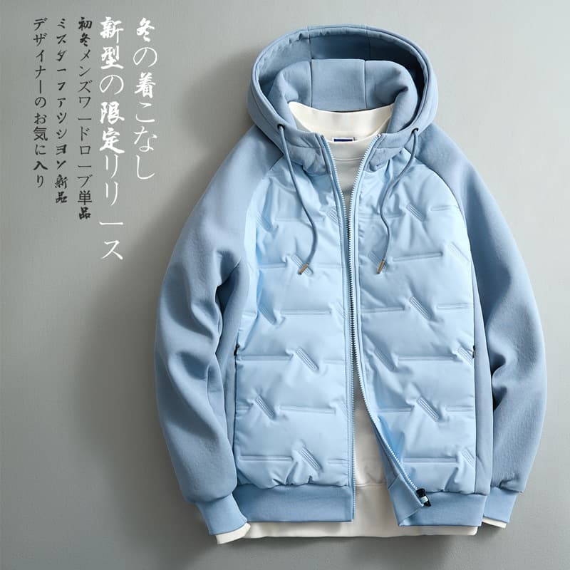 New autumn/winter men's cotton-padded coat, graphene thickened casual hooded cotton-padded jacket, patchwork coat, plus size trendy.