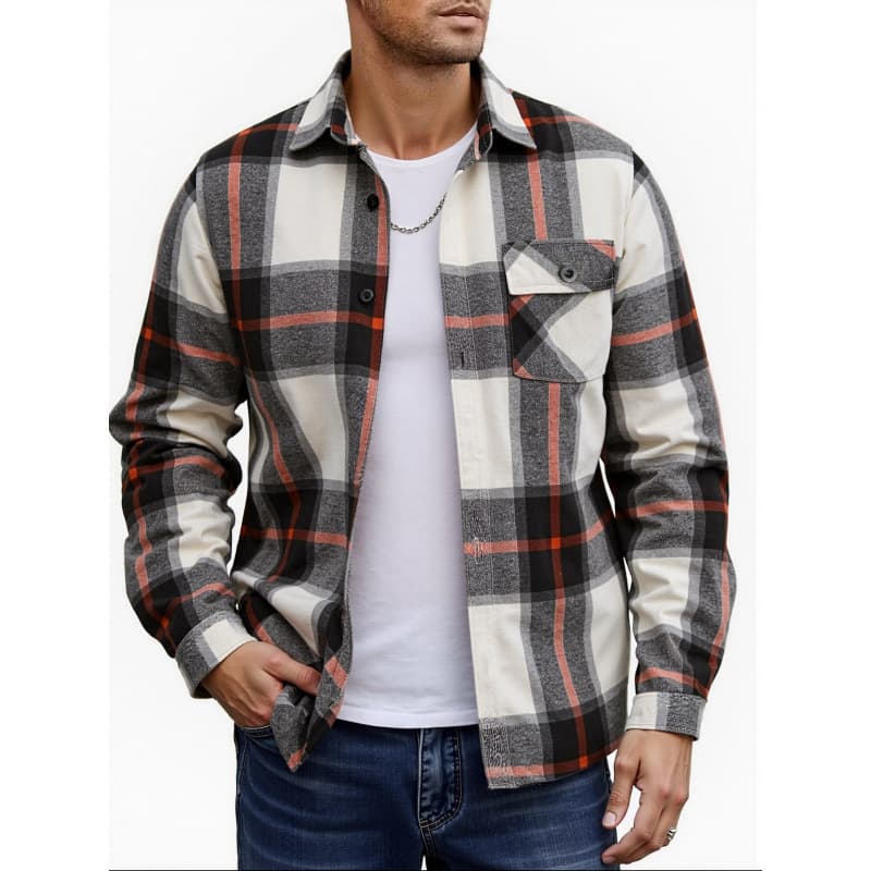 Men's Flannel Jacket Amazon Long Sleeve Lapel Casual Warm Ten Colors Casual Men