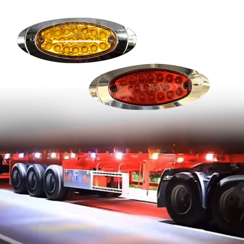 Big Carp Side Light 18LED Truck Trailer Side Tail Light Chrome Plated High/Low Brightness 12-24V Truck Side Light