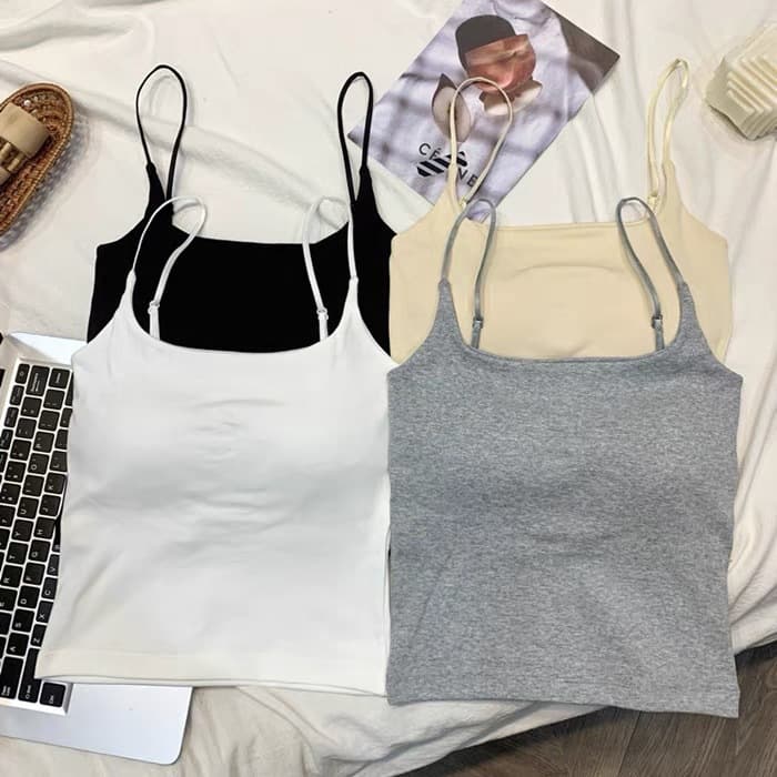 Camisole New Style Spring Summer Hot Girl Tank Top with Bra Pads Women's Innerwear Outerwear Top All-in-One Backless Adjustable Straps