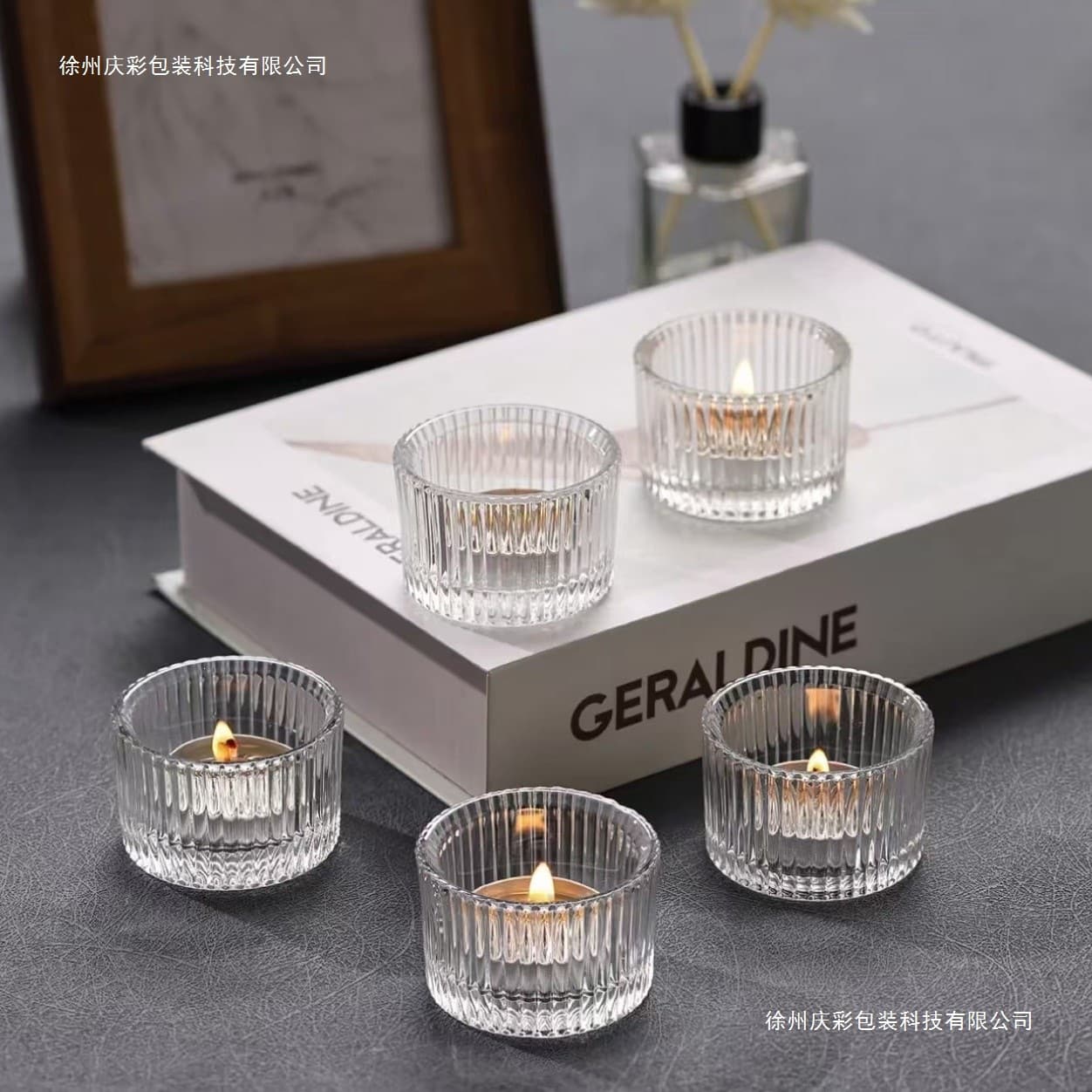 Amazon Candle 5538 Vertical Striped Glass Candle Aromatherapy Cup Candle Holder Jar Glass Aromatherapy Wholesale