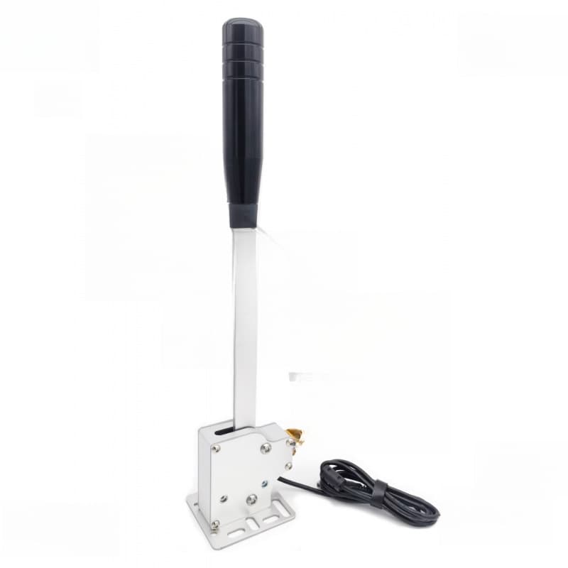 The linear handbrake in this racing simulator is compatible with Logic G27 and G29 Thrustmaster steering wheels.
