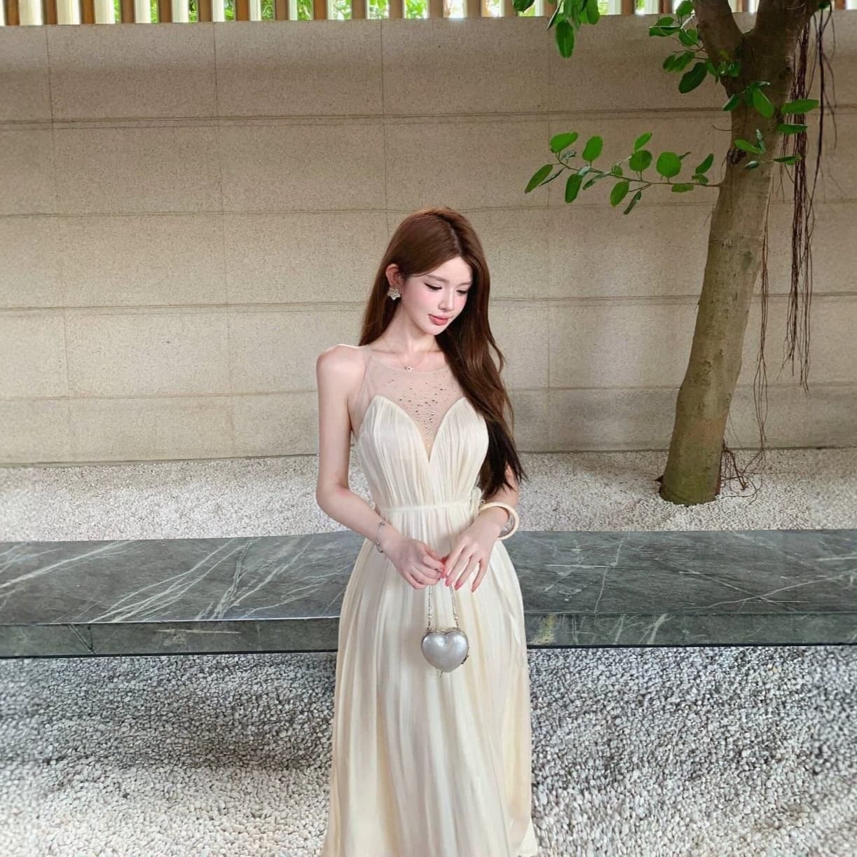 2026 new summer resort style fashion dress for women, elegant chiffon long gauze skirt, elegant tea break dress