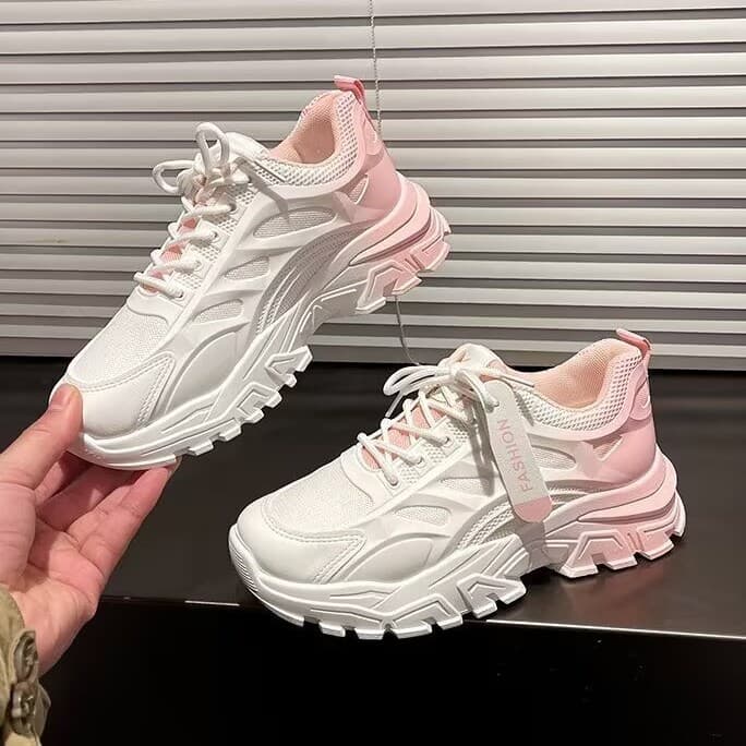 Dad Sneakers Women's Shoes 2025 New Autumn Mesh Shoes Breathable Fashion Trendy Thick Sole White Casual Running Sports Shoes