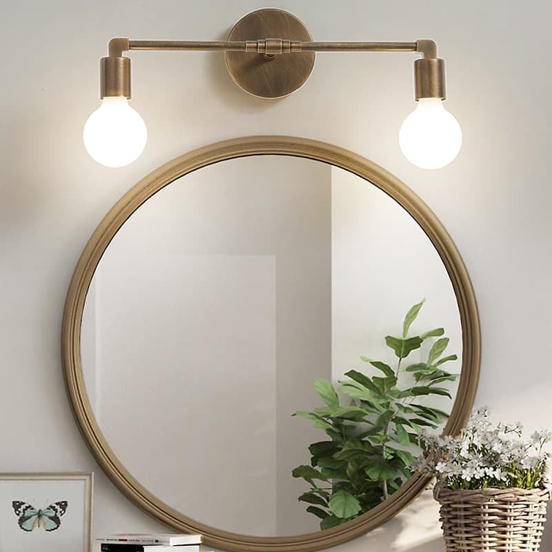 American Vintage Balance Bathroom Mirror Wall Light, Retro Hotel Bedroom Vanity Decorative Brass Lamp