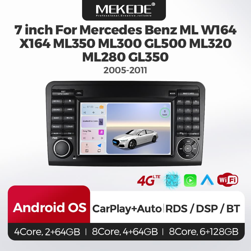 Suitable for Mercedes-Benz ML W164 X164 ML350 modified 7-inch Android rear view Bluetooth Carplay navigation screen