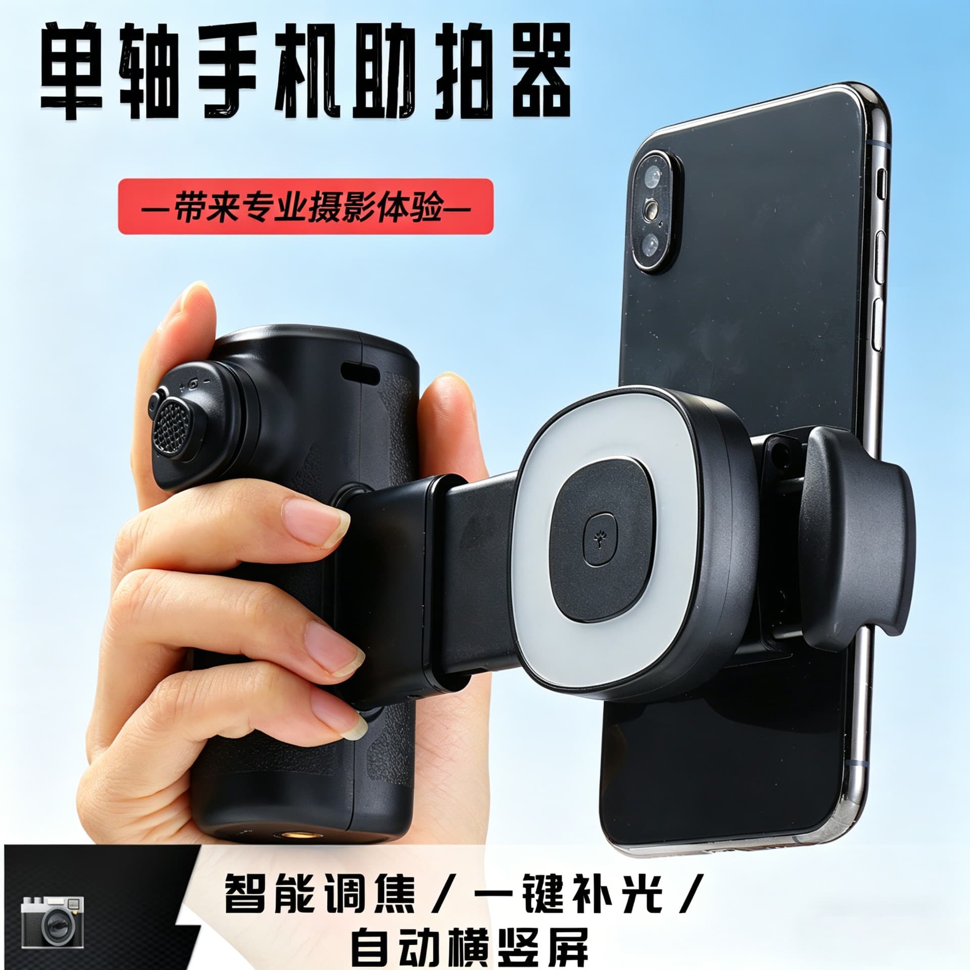 Selfie Stick Magnetic Phone Holder Bluetooth Outdoor Fill Light Rotating Stand Smart Focus Horizontal and Vertical Selfie