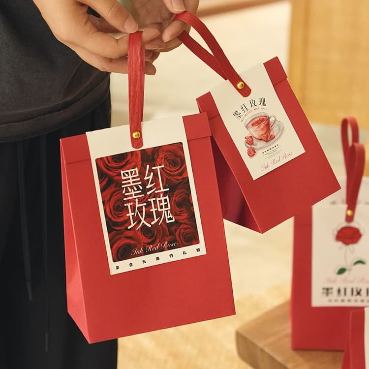 Ink Red Rose Packaging Yunnan Rose Dried Flower Tea Gift DZ Rose Tea Gift Box Freeze-Dried Rose Packaging