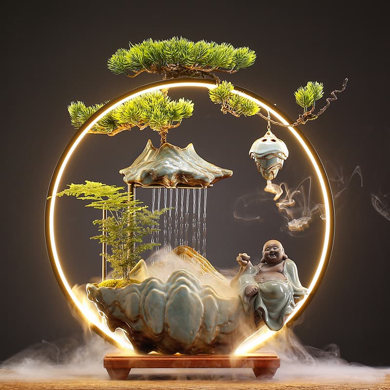 Lucky Water Flowing Ornament, Creative Fountain for Living Room, Office Desk, Entrance Hall, Housewarming Gift, Opening Ceremony Gift