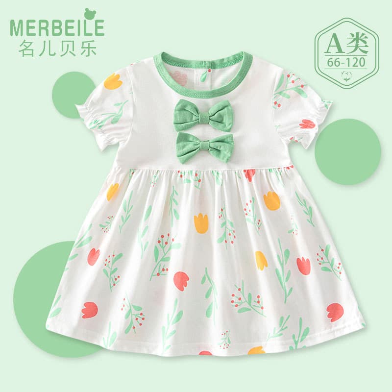 Girls Princess Style Summer Sweet Dress Baby Infant Cotton T-Shirt Dress Fashionable
