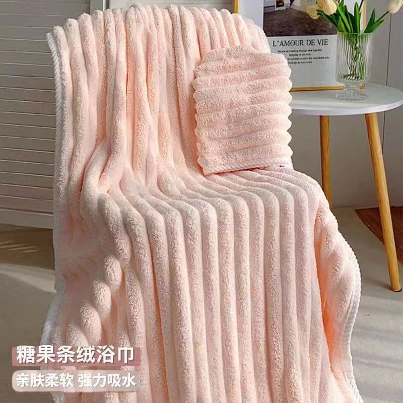 Coral fleece bath towel/terry cloth/hair drying cap two- or three-piece set for women, 2024 new style, can be worn or wrapped, more absorbent than adult towels.