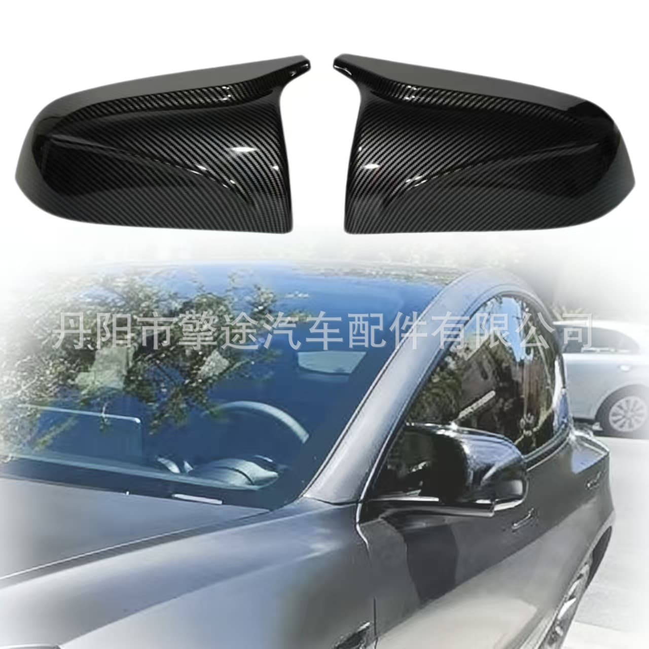 Compatible with 2018-2023 Tesla Model 3 Carbon Fiber Water Transfer Print Side Mirror Cover / Horn Mirror Shell / Housing