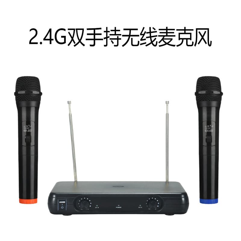 Cross-Border Hot Selling One-to-Two Wireless Microphone Home Professional KTV Karaoke Sound System Handheld Mic Sound Card 2.4G