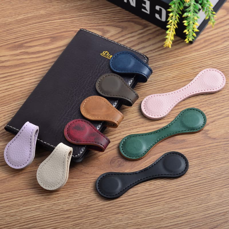 PU Leather Journal Special Effect Leather Magnetic Clasp Vintage Magnetic Bookmark Clip Double-Sided Handmade Pendant Cute Decoration
