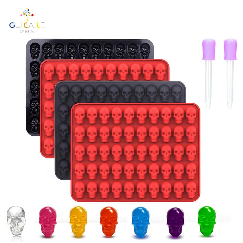 50-Hole Skull Chocolate Mold, DIY Ice Cube Tray, Jelly, Cookie, Cake, Halloween Baking Mold
