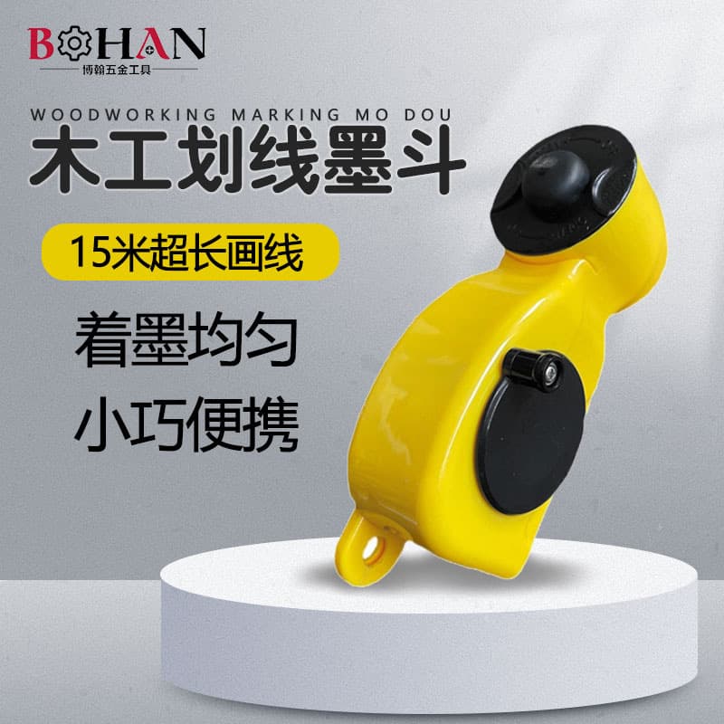 Bohan Ink Line Reel 15m Carpentry Chalk Line Manual Automatic Marking Tool Plastic Ink Reel Woodworking Carpenter Tool