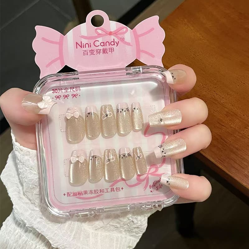 New 30-Piece Versatile Wearable Nail Art Stickers, Whitening Nail Wraps, Ins Style, Student Women's False Nails, Wholesale