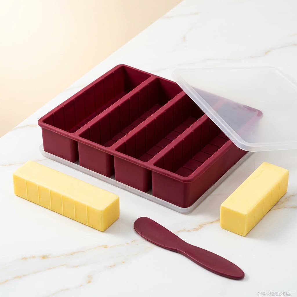 In Stock Butter Mold Ice Cube Tray Chocolate Mold with Lid Silicone Mold Cream Jam Spreading Scraper